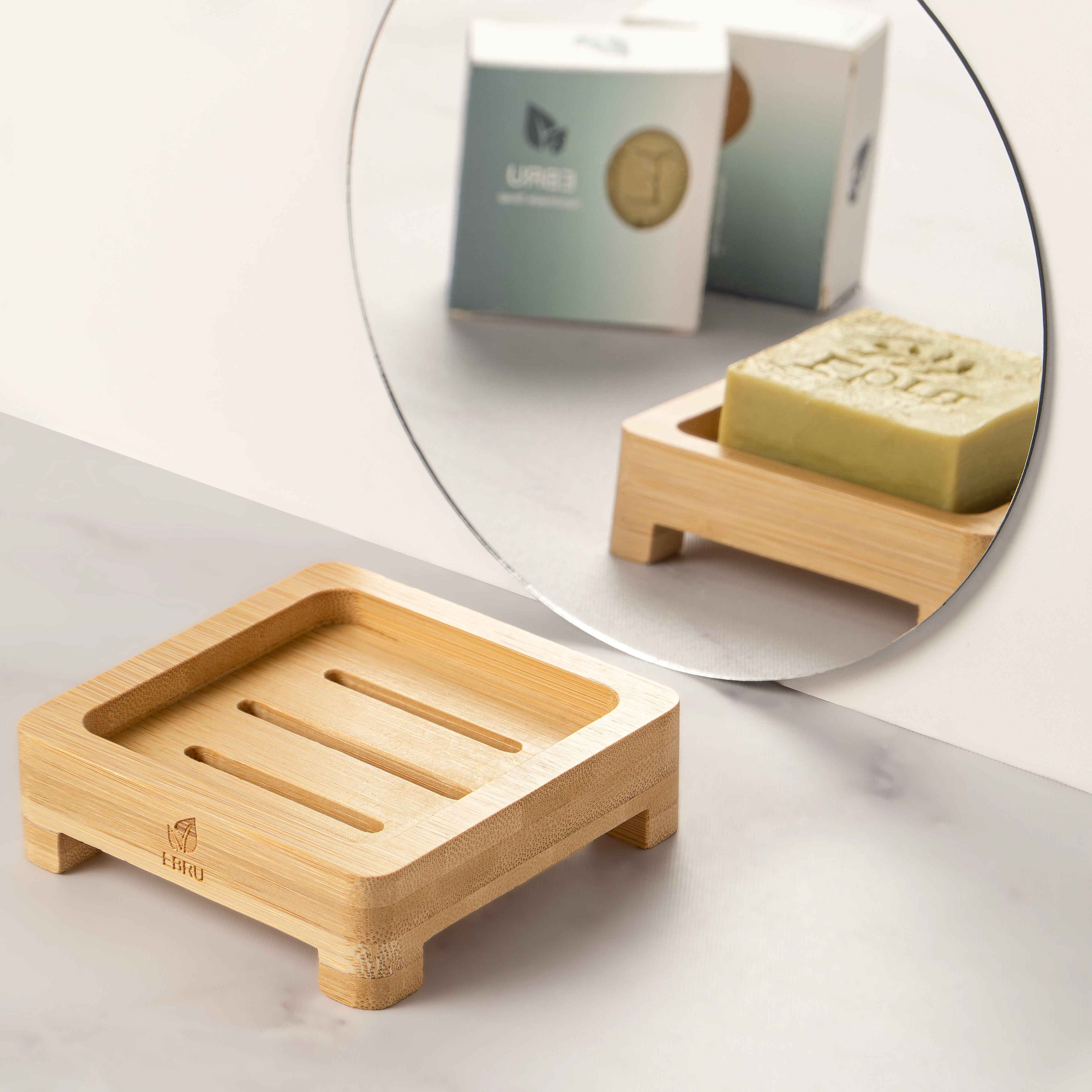 Ebru Seife mit nachhaltiger Holz Seifenschale
