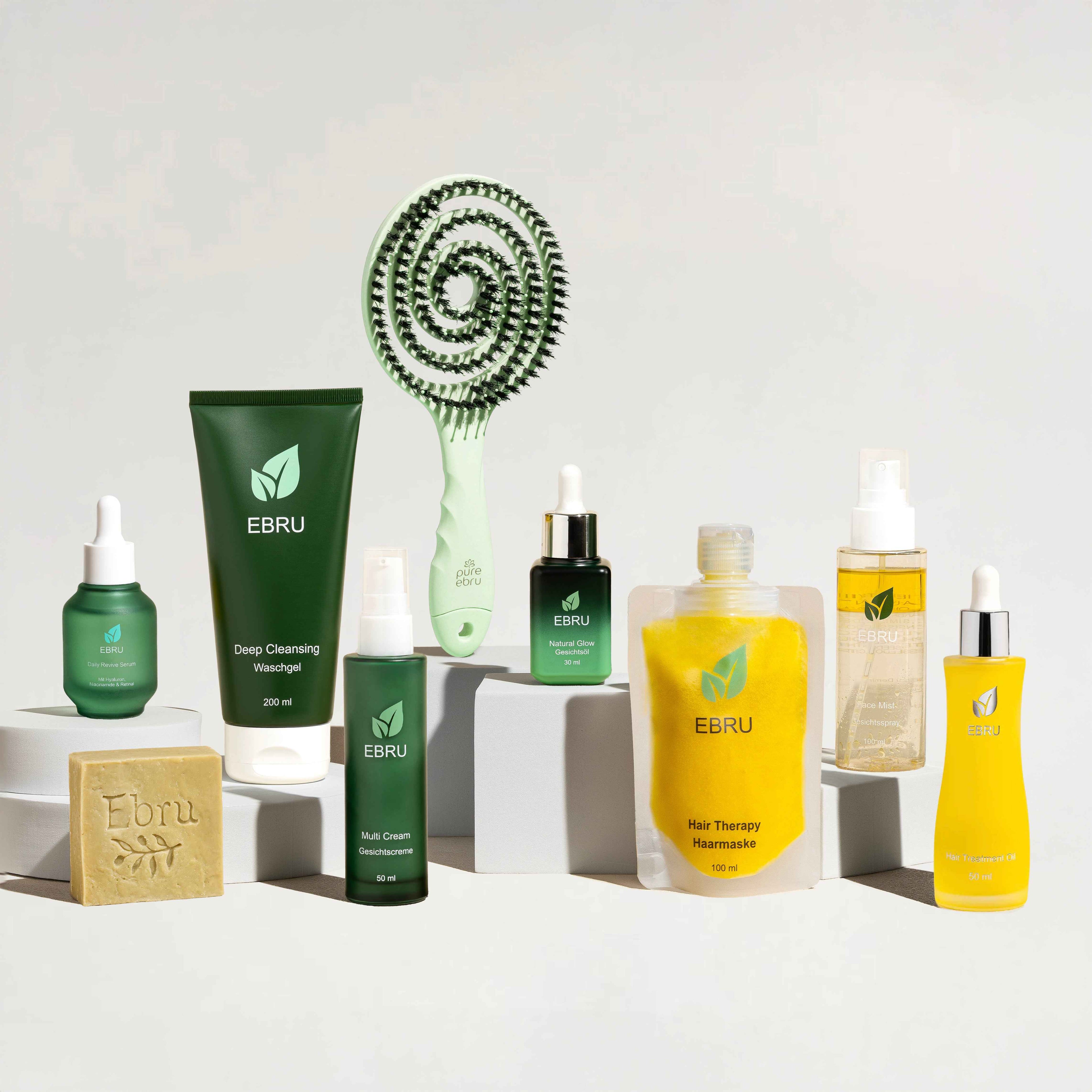 All in One Set mit mintfarbener Haarbürste