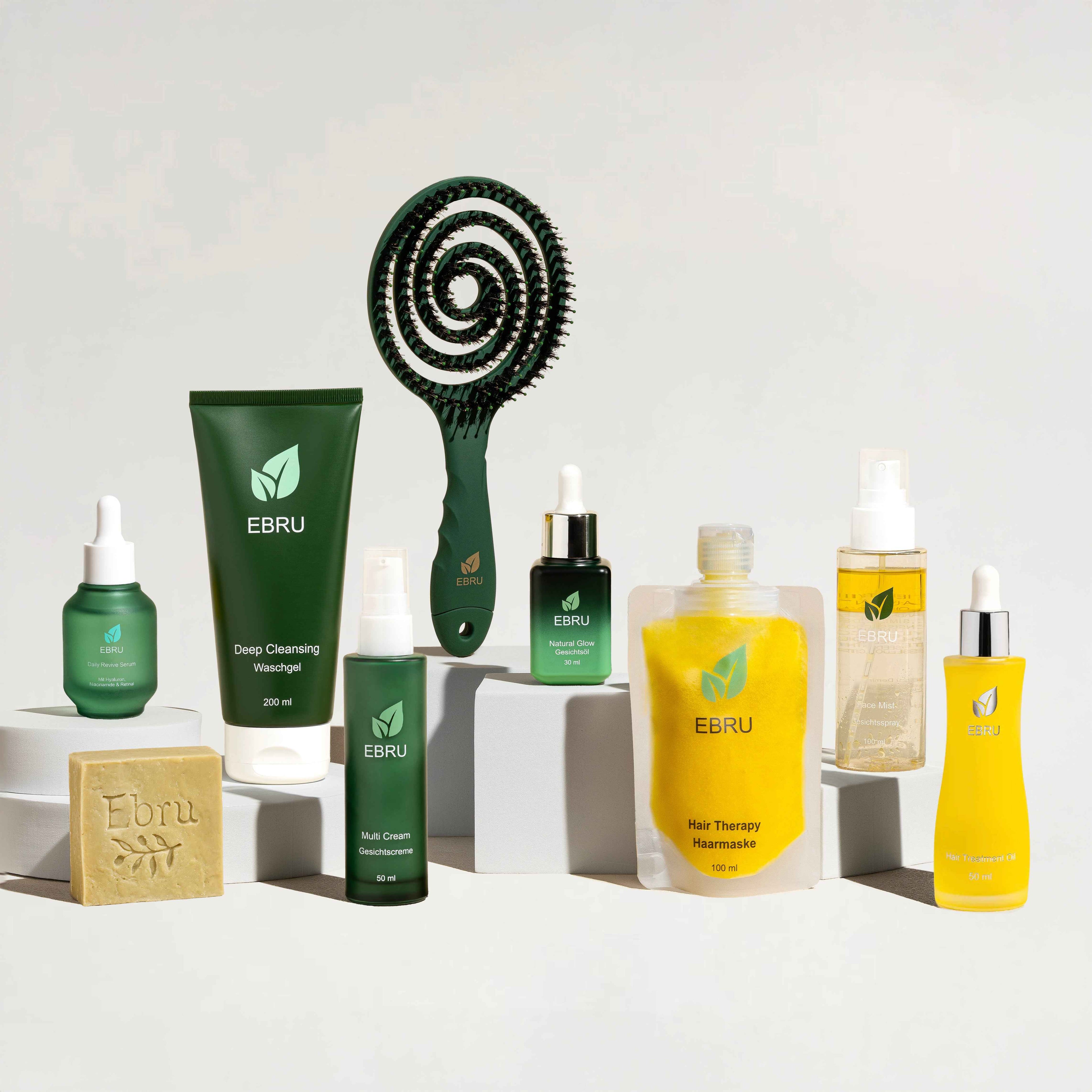 All in One Set mit emerald Haarbürste