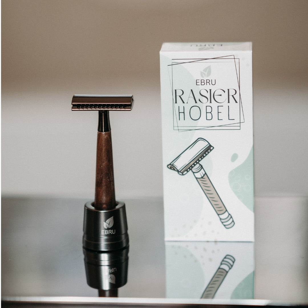 Rasierhobel Brownie + Rasierständer + 5 Klingen
