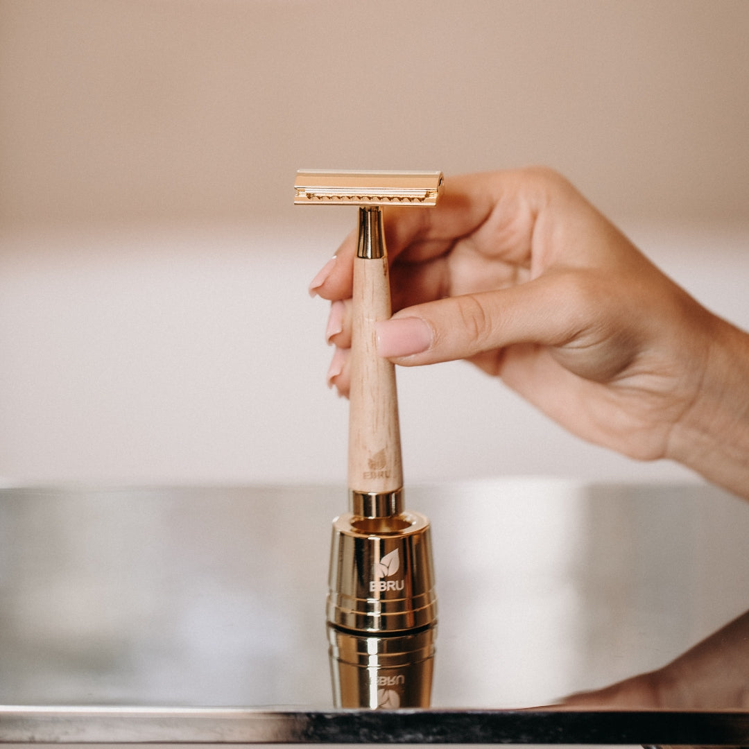 Rasierhobel Blondie + Rasierständer + 5 Klingen