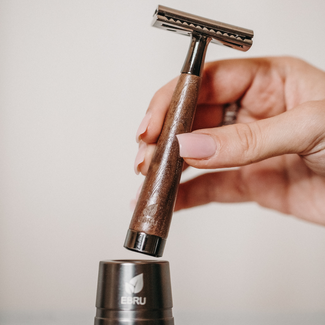 Rasierhobel Brownie + Rasierständer + 5 Klingen