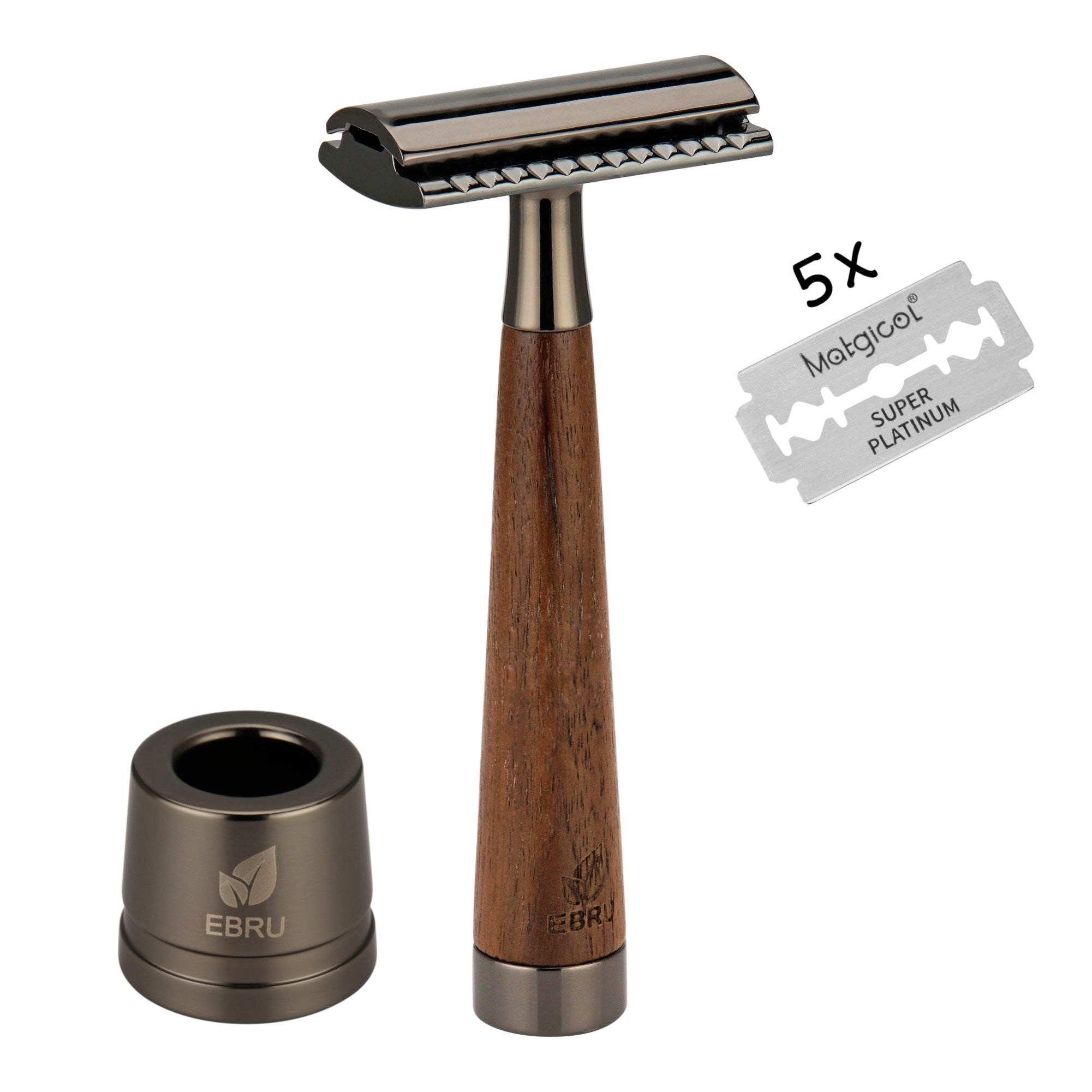 Rasierhobel Brownie + Rasierständer + 5 Klingen