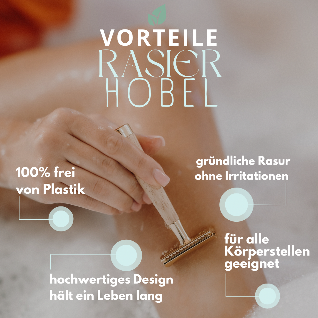 Rasierhobel Blondie + Rasierständer + 5 Klingen Vorteile